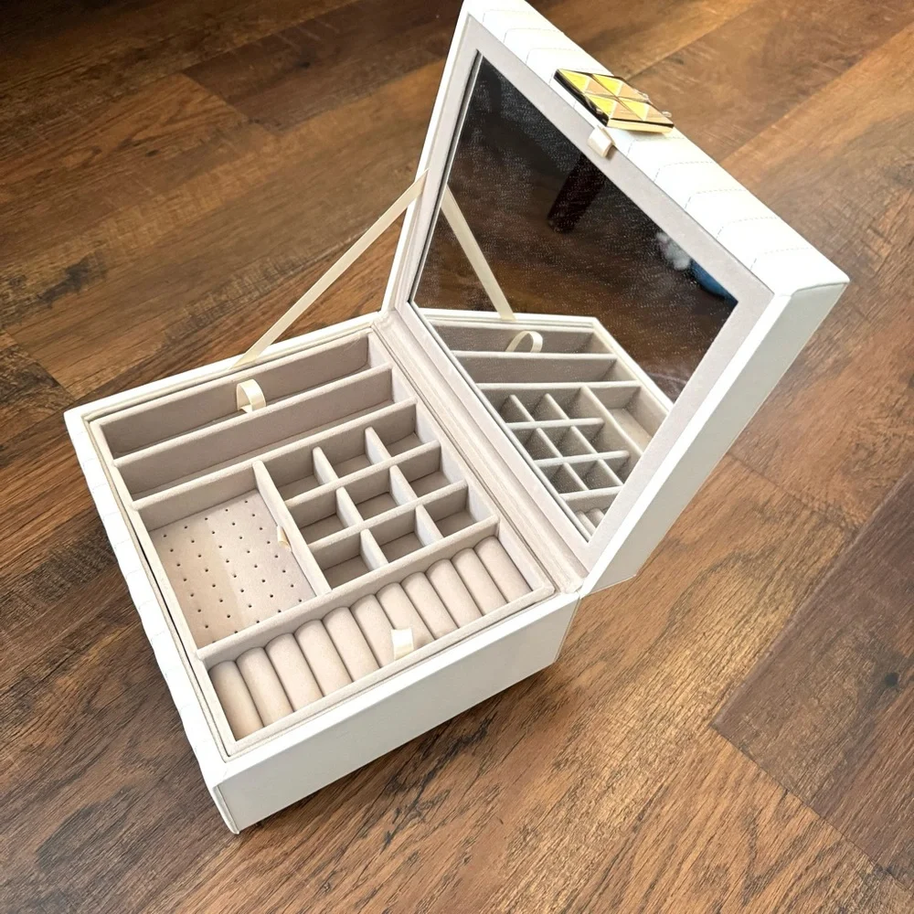 2 tier multi storage jewelry box with mirror, NWOT